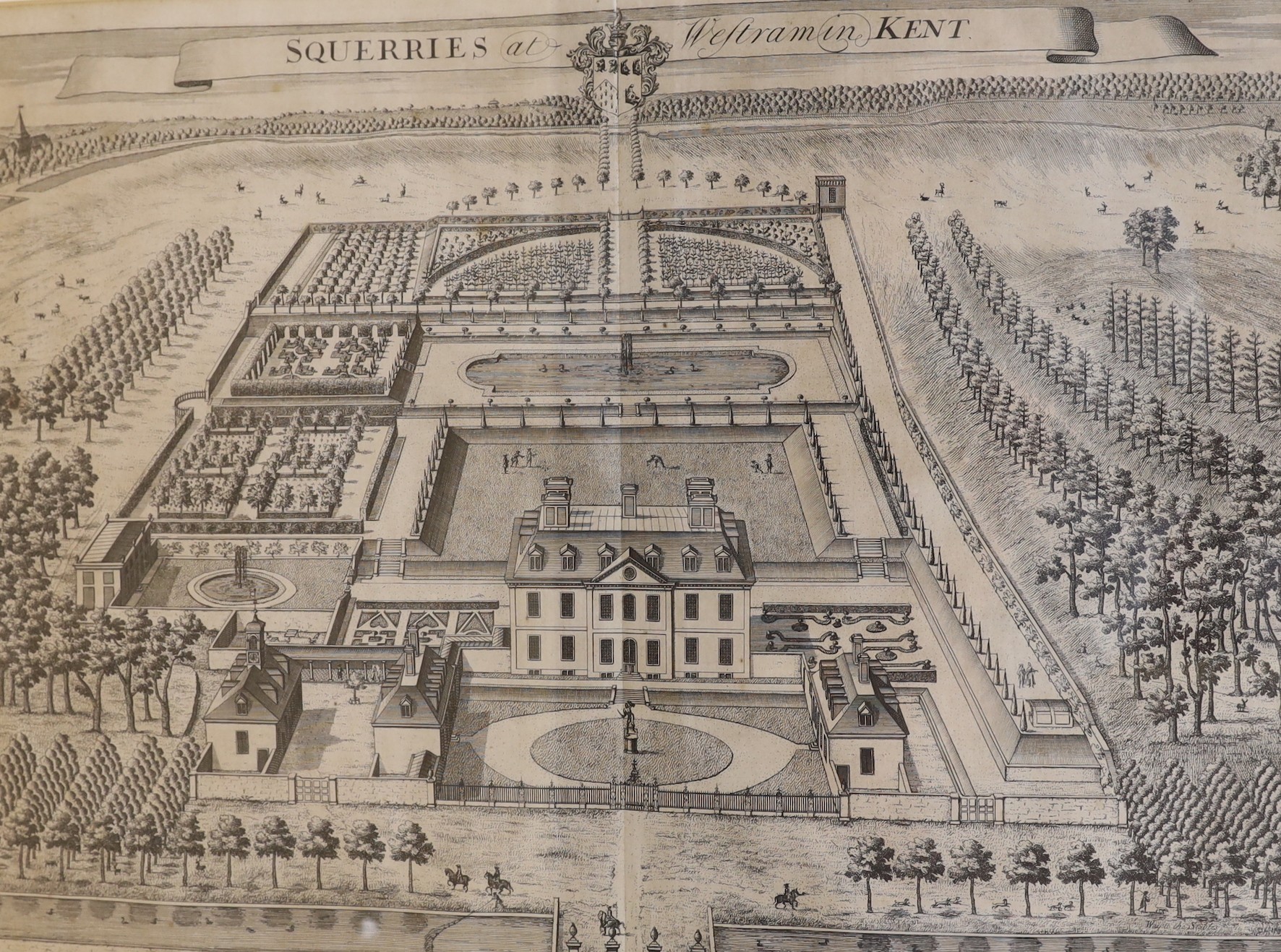 Johannes Kip (1653-1722), five engravings, Views of Country Estates: Penshurst Place, Knole, Broome, Squerries and Deane, 41 x 51cm